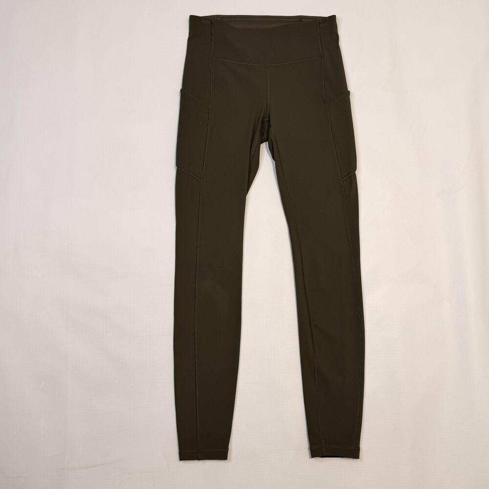 Lululemon Speed Up Tight Womens 4 Green High Rise Ankle Pockets Zip Gym